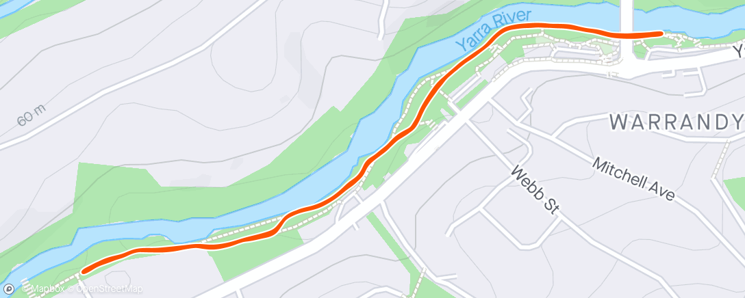 Mapa de la actividad, Warrandyte river parkrun