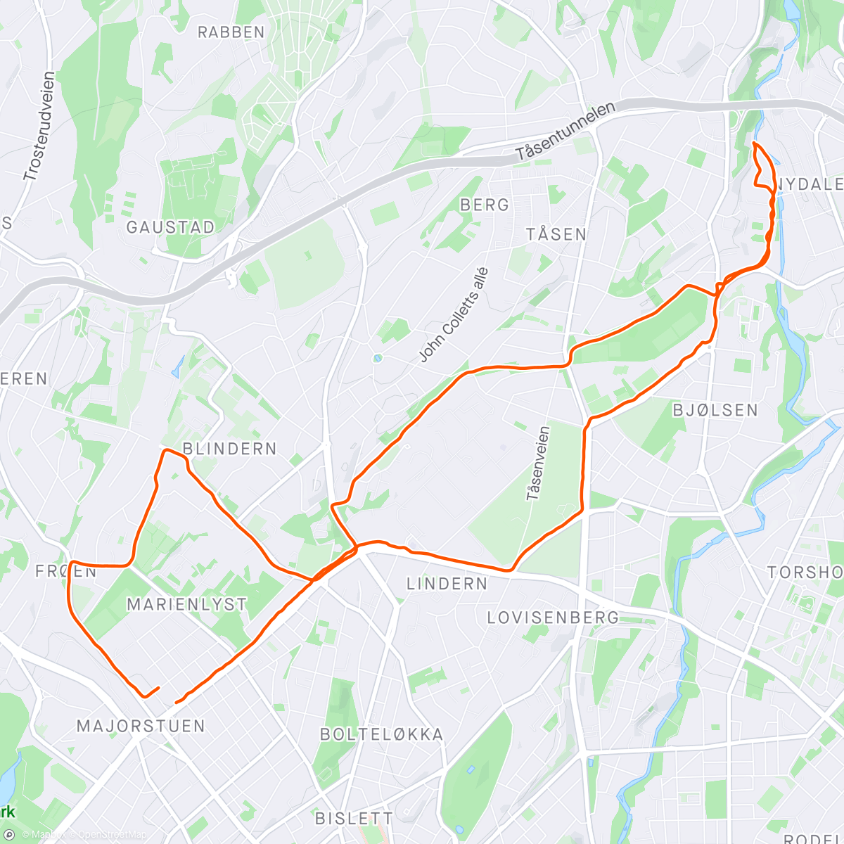 Map of the activity, Evening 10k