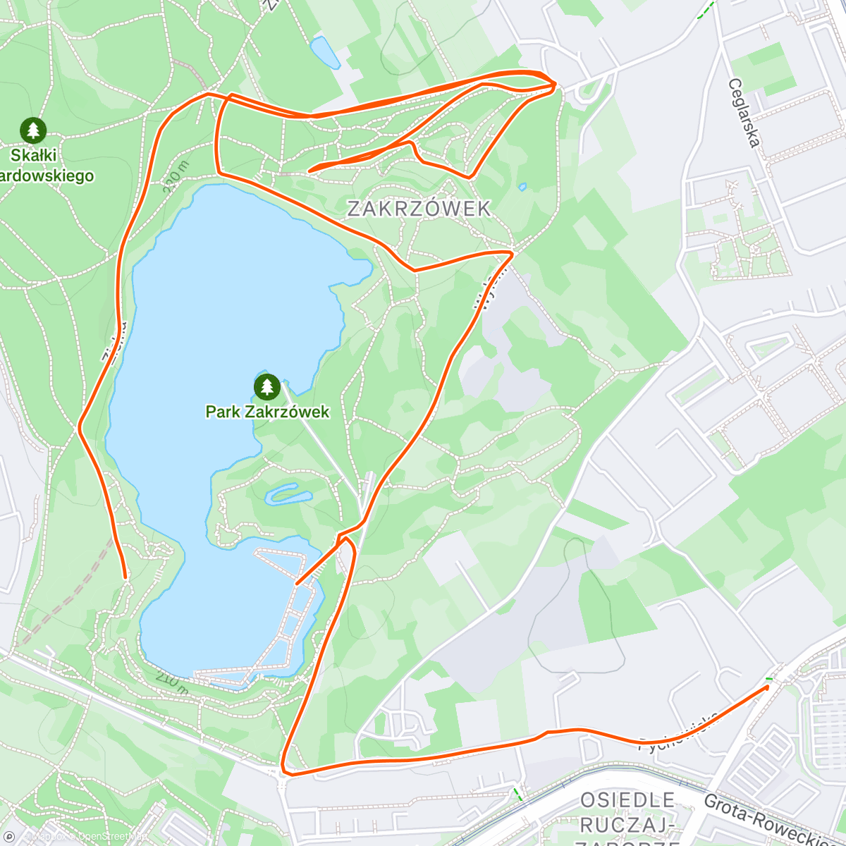 Map of the activity, Afternoon Run