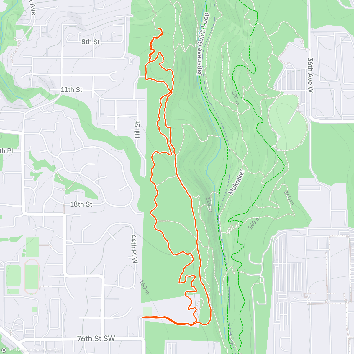 Map of the activity, Easy Endurance + speed play [Gulch]