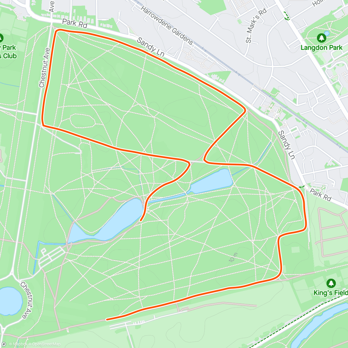 Map of the activity, Uckfield Runners Bushy parkrun visit