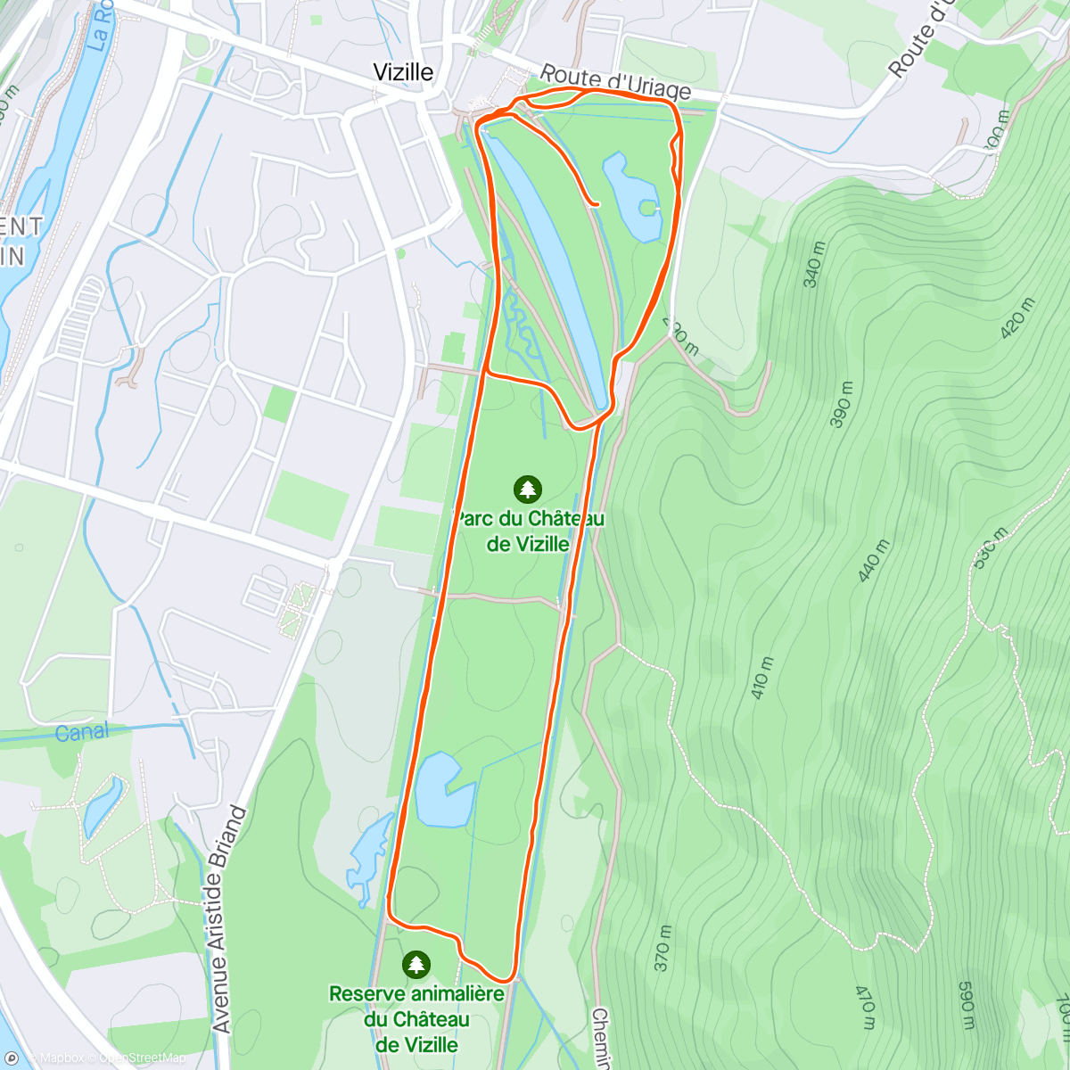 Map of the activity, Footing parc de Vizille