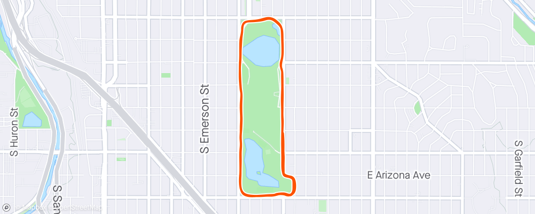Map of the activity, Watched the park turn from green to white, while I started (and became more) red