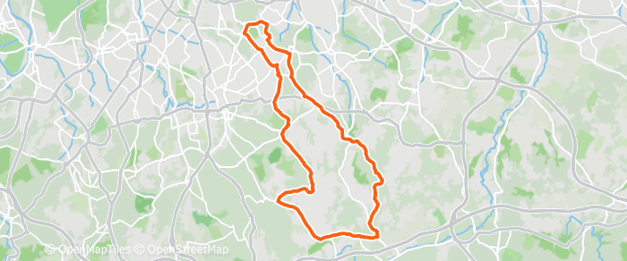 Route map for KESTON (CAFE AT END) – ST GERMAIN CAFE – G1/2 32MI 1900FT G3 29MI 1400FT