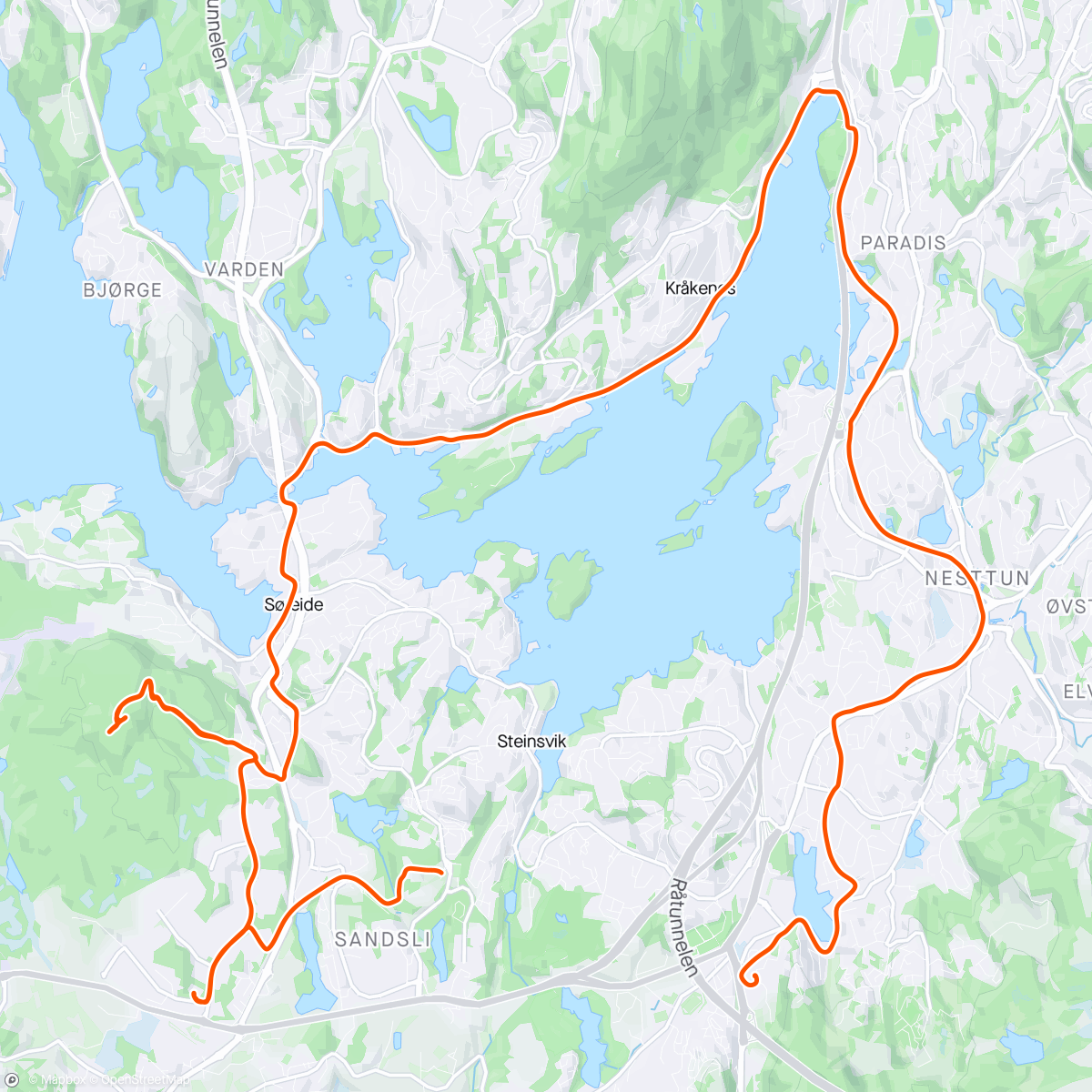 Map of the activity, UC Hq - Storrinden - Fjøsanger - Nesttun