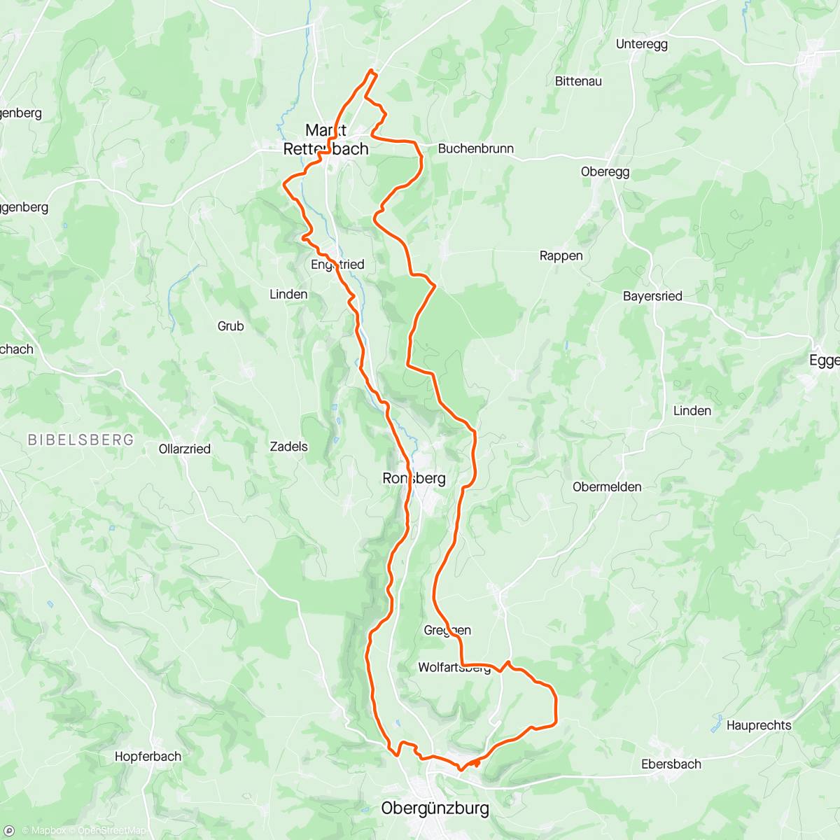 Map of the activity, MTB - Fahrt am Nachmittag