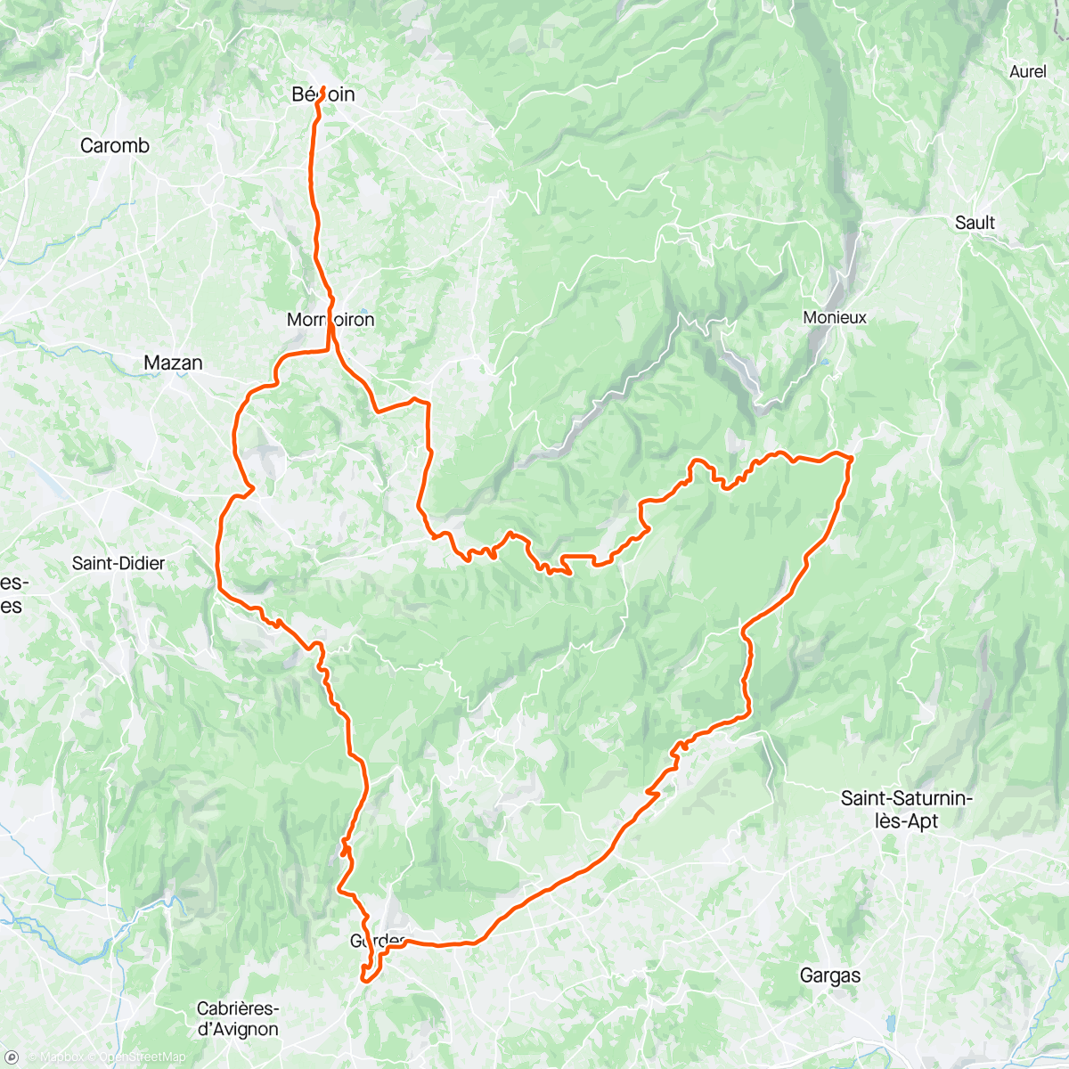 Map of the activity, Short because I’m unfit. Hurt on the climbs.