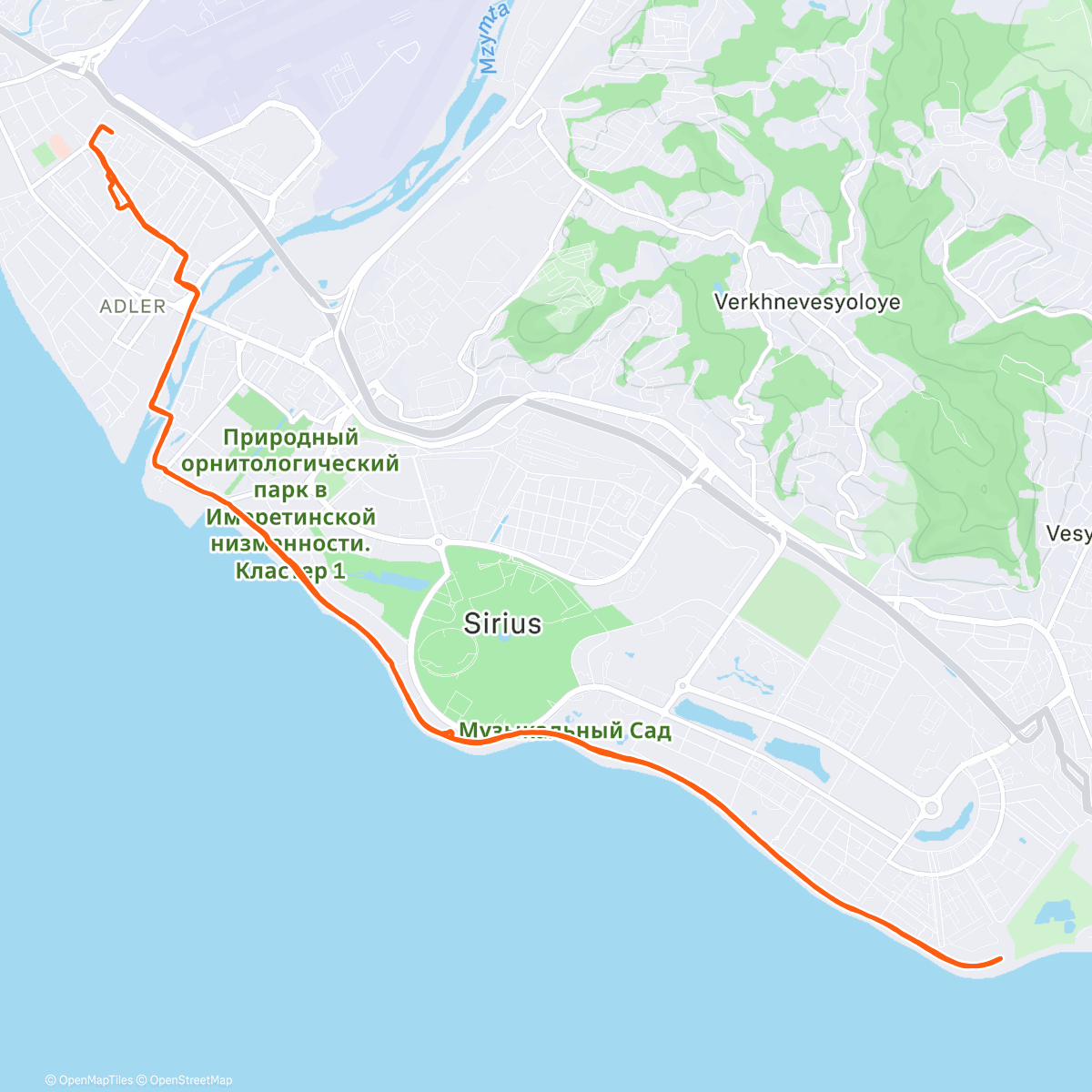 Map of the activity, Дневной забег