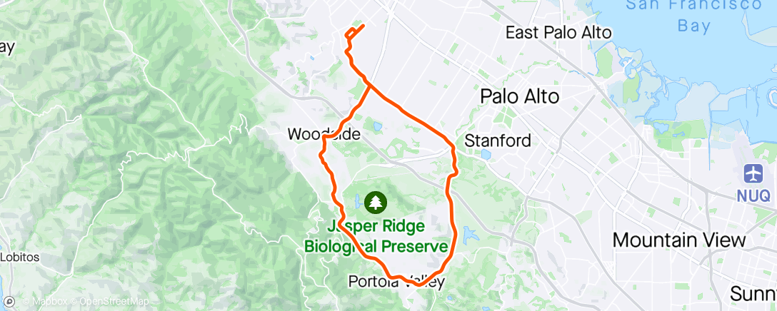 Map of the activity, Redwood City Road Cycling
