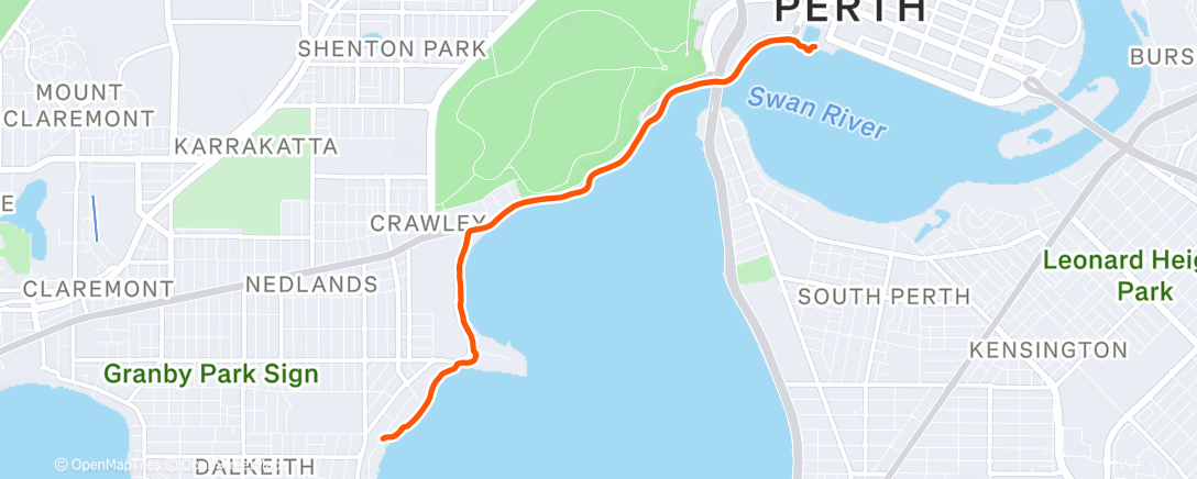 Map of the activity, Afternoon Run