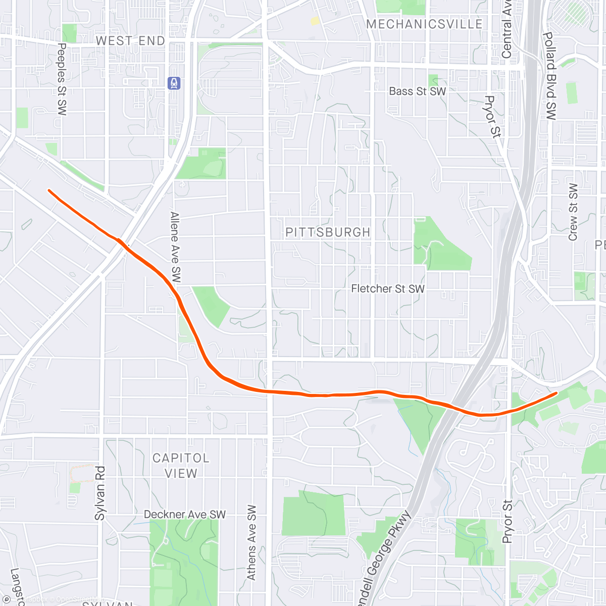 Map of the activity, Morning BeltLine Run