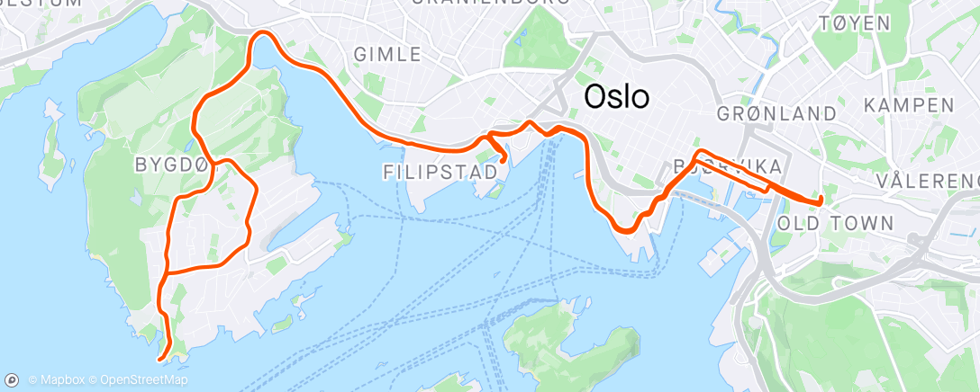 Map of the activity, Bygdøy Back on Track! ☀️😎