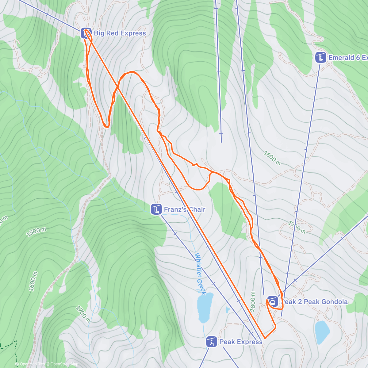Map of the activity, Whistler day 2