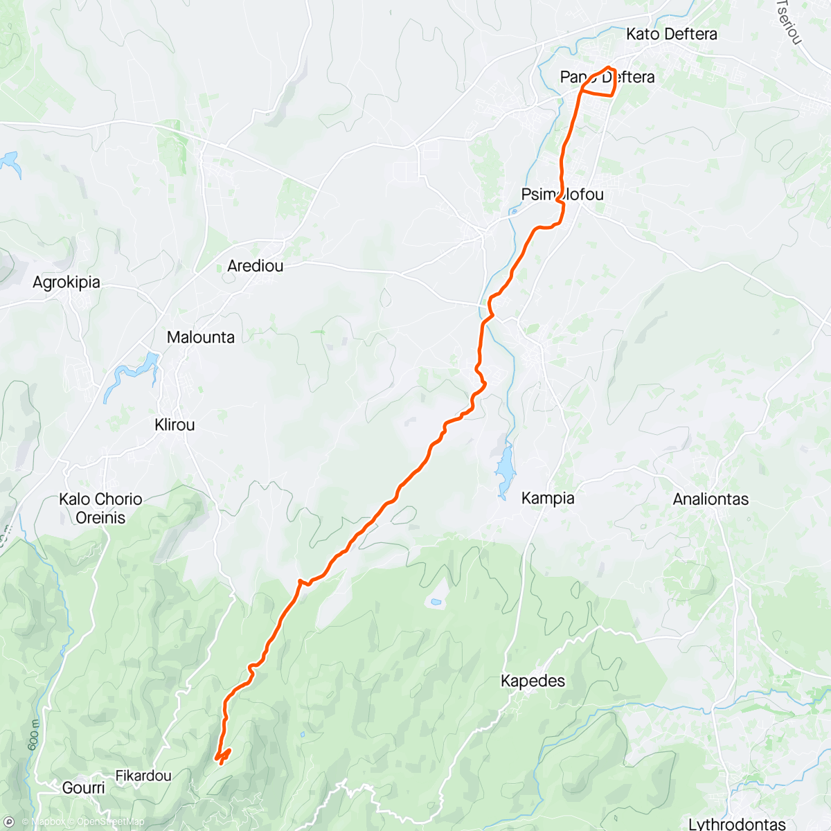 Map of the activity, Afternoon Ride ΑΤΕ ΠΑΟΚΑΡΑ ΜΟΥ