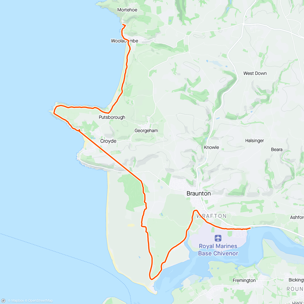 Karte der Aktivität „SWCP: Woolacombe to Chivenor (17 miles)”