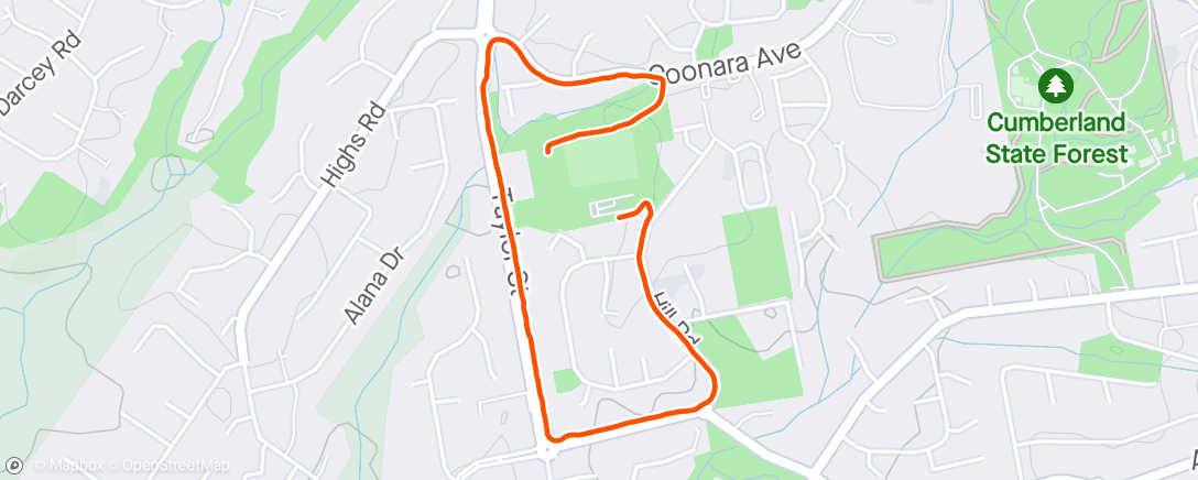 Map of the activity, First longer run with Benji