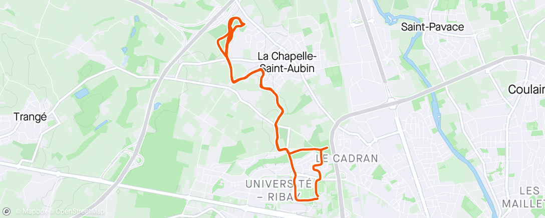 Map of the activity, Sortie groupe 8 fois 6 min allure marathon 💙
