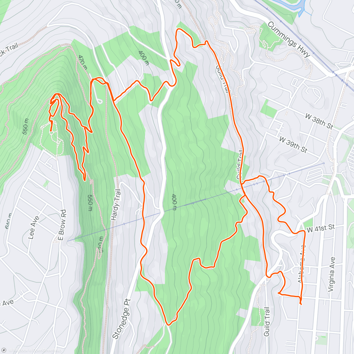 Map of the activity, Point Park loop
