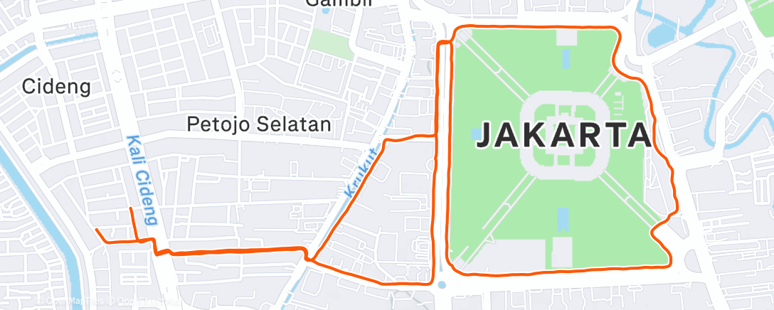 Map of the activity, Evening Run