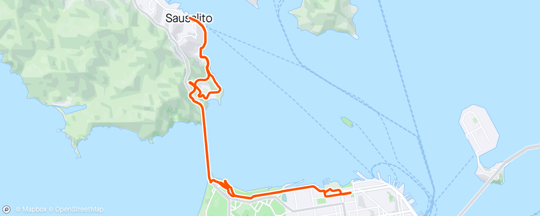 Map of the activity, Sausalito Cafe Ride
