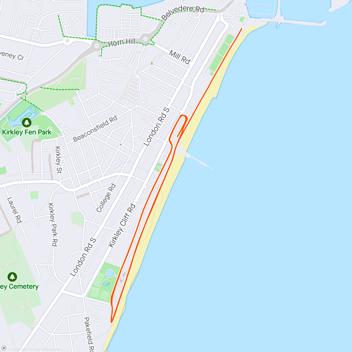 Map of the activity, Lowestoft Parkrun