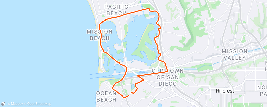 Map of the activity, Loop around Mission Bay.