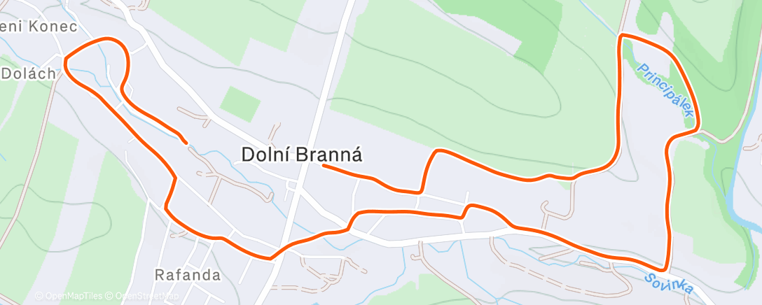 Map of the activity, Evening Run