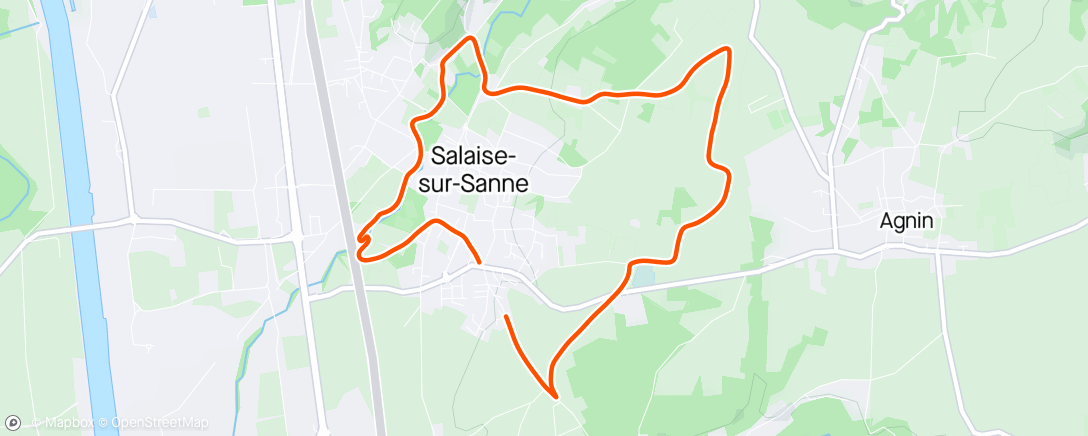 Map of the activity, Tour dans Salaise avec un départ poussif suite soirée arrosée au bar à vins de Serrières