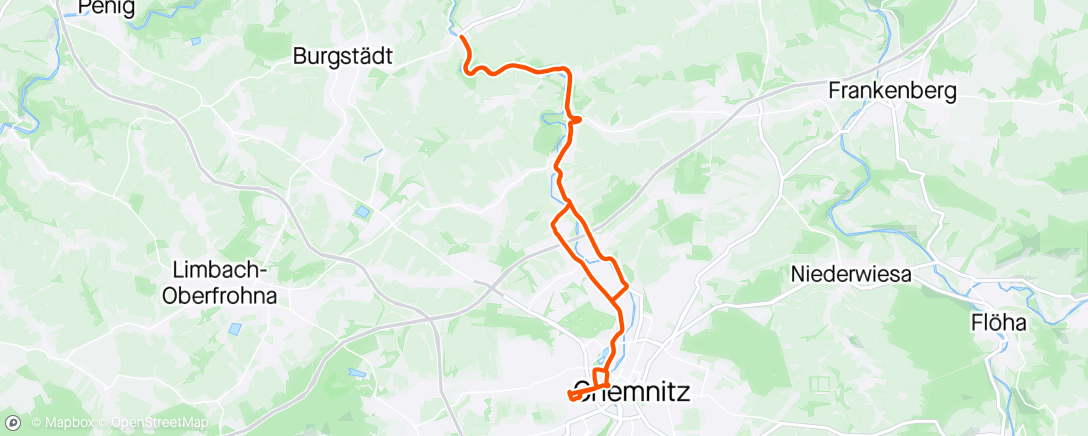 Map of the activity, 1 Stunde Chemnitztal ☀️