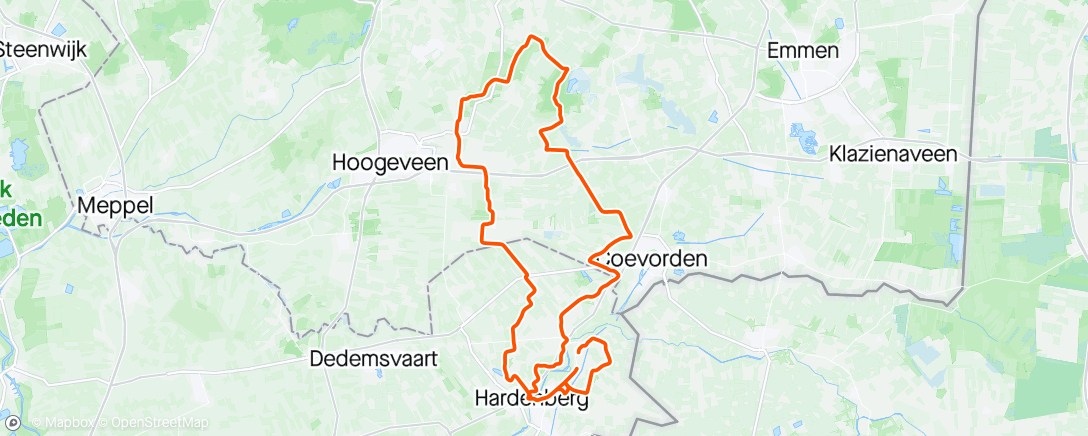 Map of the activity, TcHwv rondrit Mantingerveld, met stevige verjaardagsborrel in de "Peardestal"