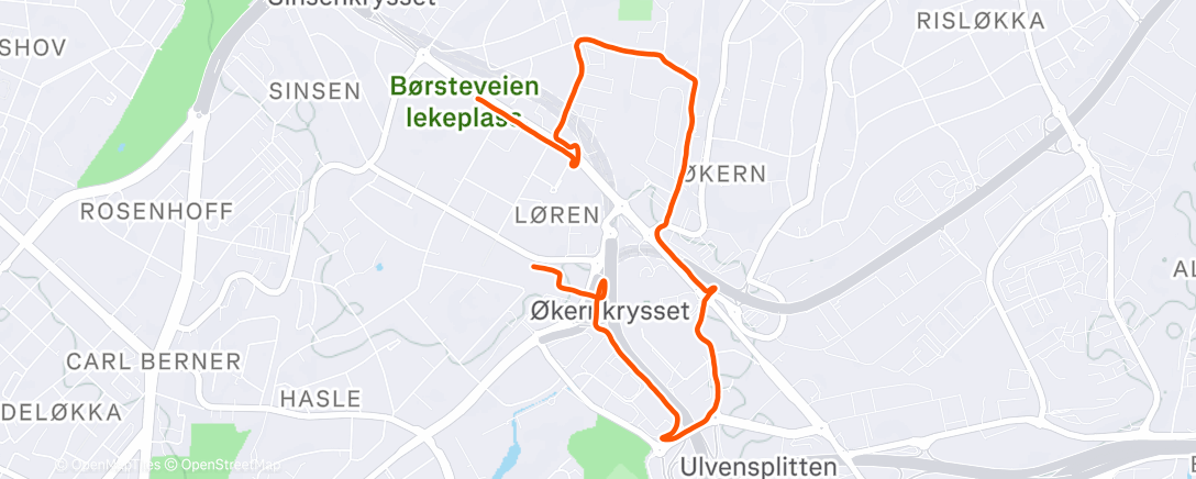 Map of the activity, Afternoon Run