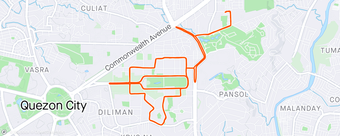 Map of the activity, Rode the fast bike today. Almost 5kmh faster on average speed. Solo UP 3 Loops. Quick ride before meetings.