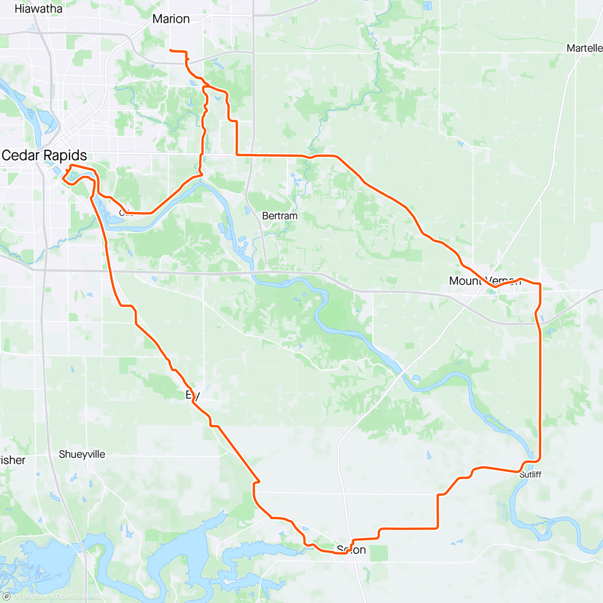 Map of the activity, 1st ice cream ride of the year