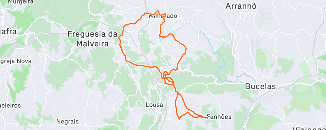 Map of the activity, Volta de bicicleta à tarde