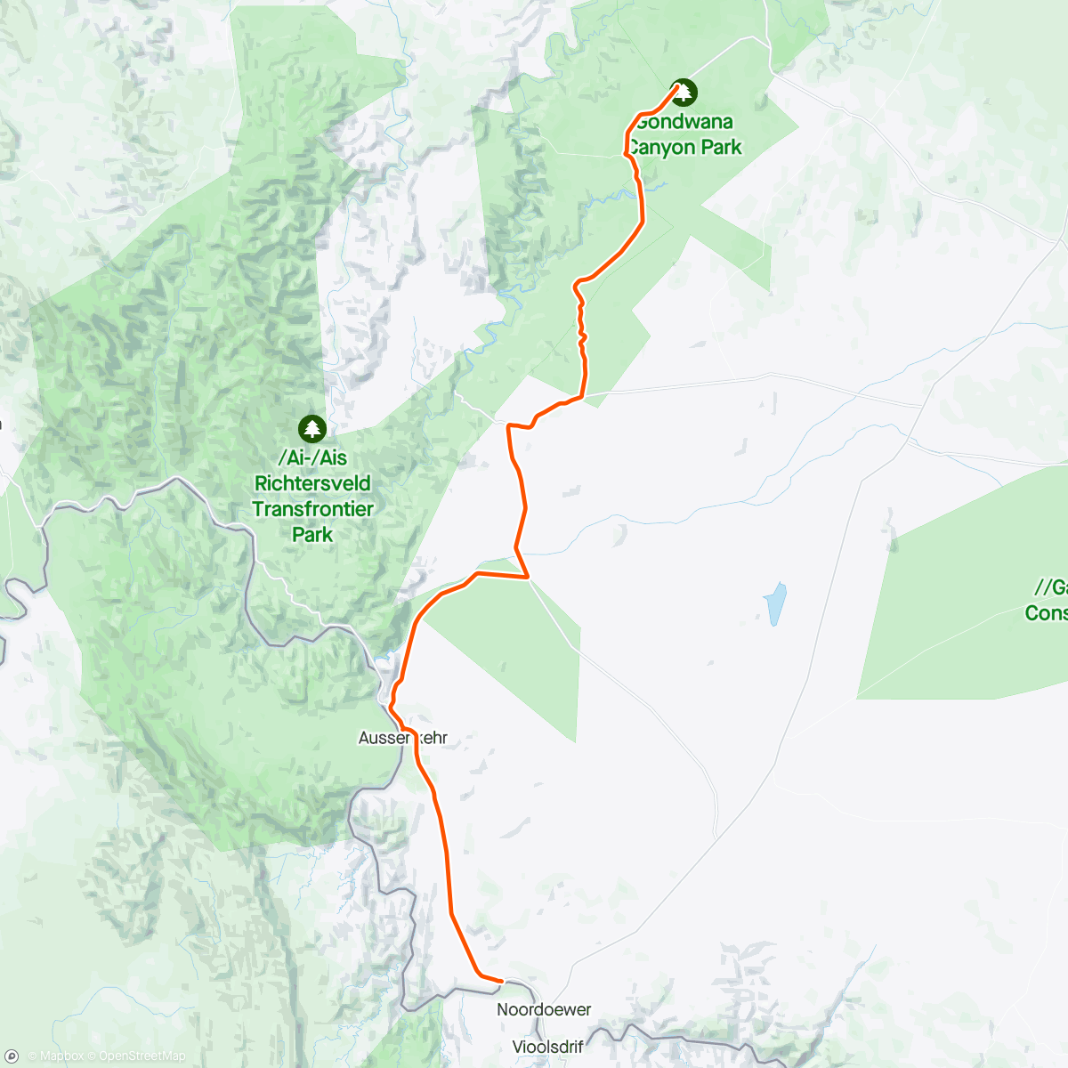 Map of the activity, Canyon Roadhouse - Felix Unite