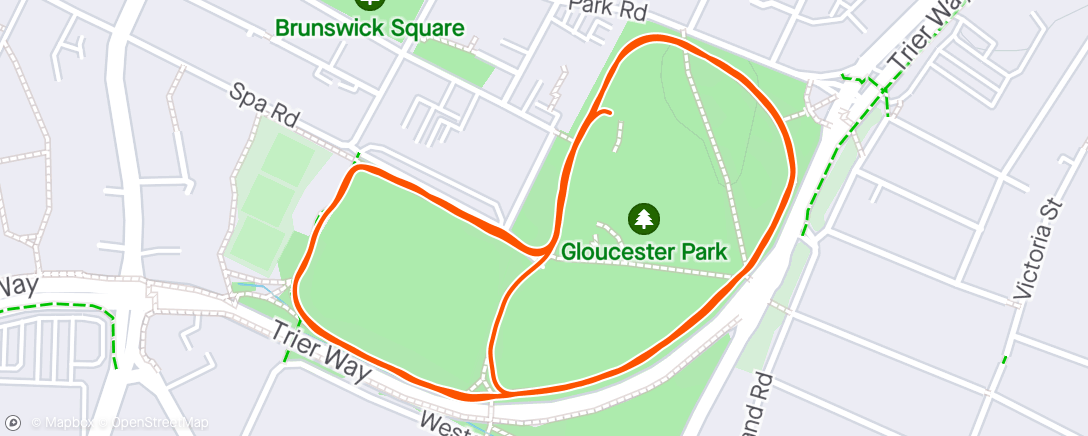 Map of the activity, Gloucester City parkrun
