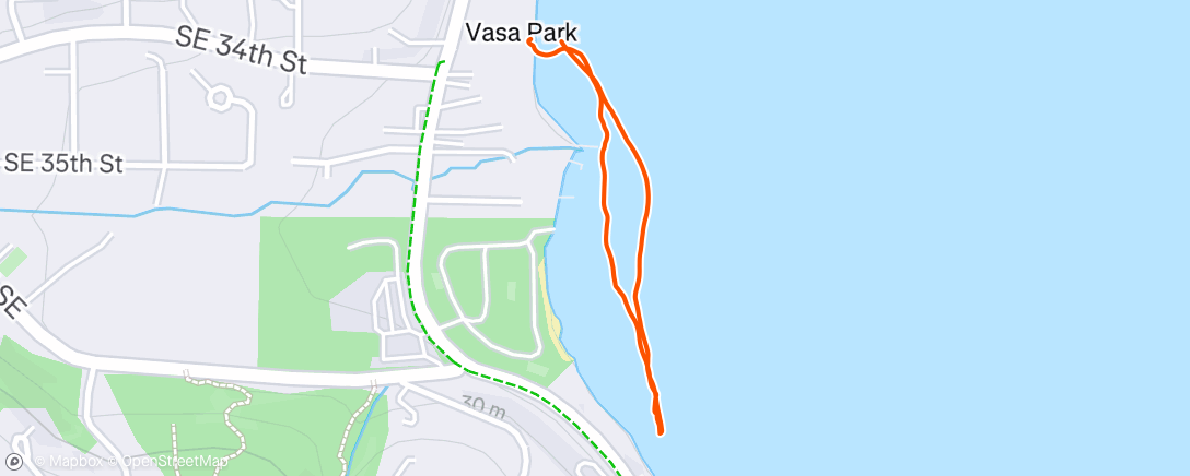 Map of the activity, Afternoon Swim