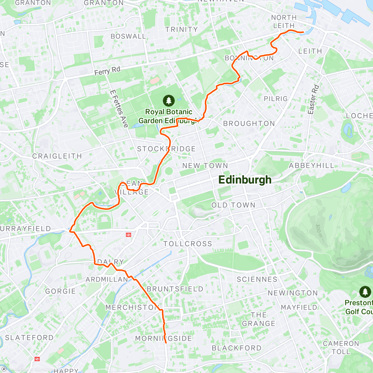 Map of the activity, Morningside to Leith