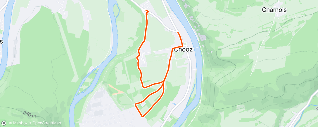 Map of the activity, Course à pied du midi