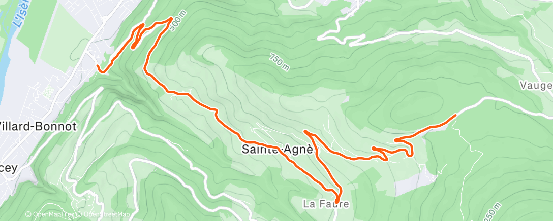 Map of the activity, Ski roue classique montée col des Mouilles avec mon binôme Michel