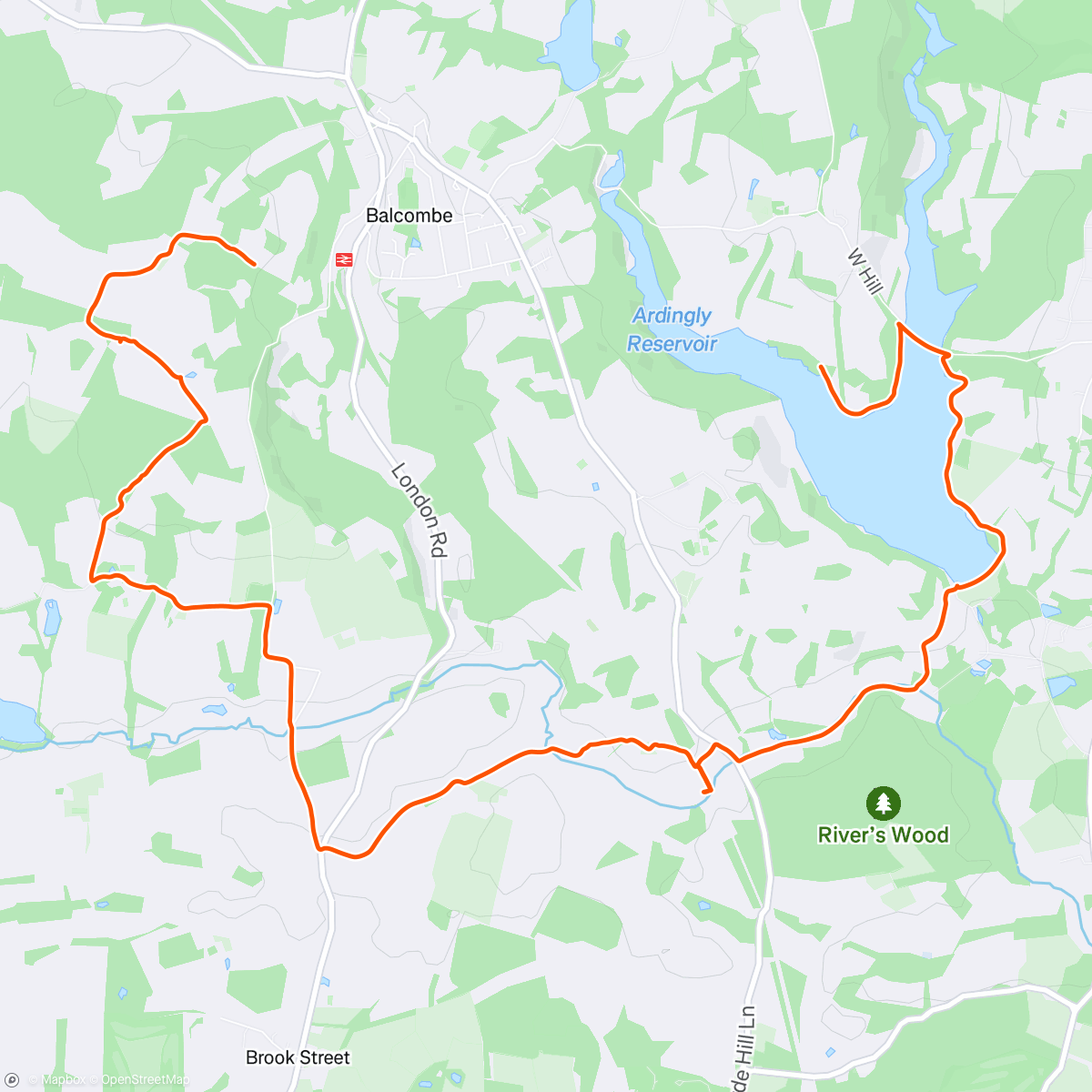 Map of the activity, Half of the Balcombe Hike