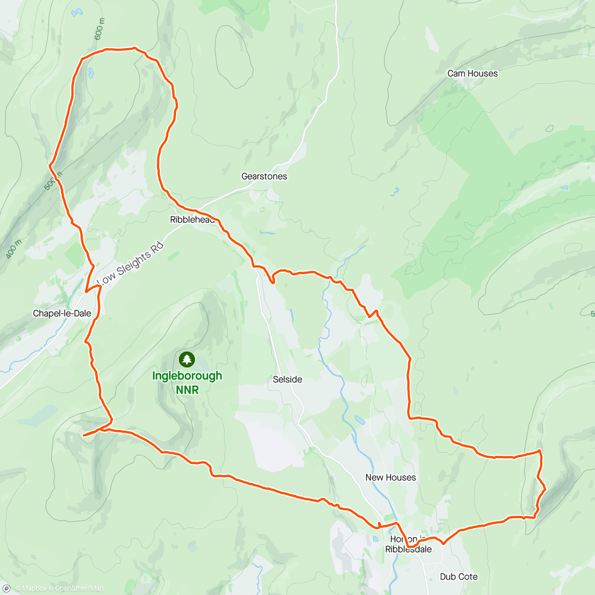 Карта физической активности (Guiding Yorkshire 3 Peaks as front marker)