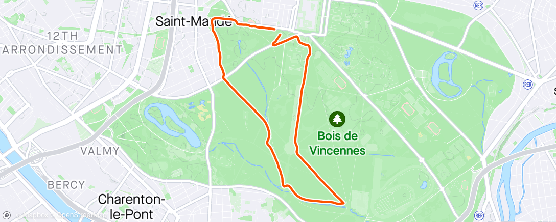 Map of the activity, Evening Run + PPG