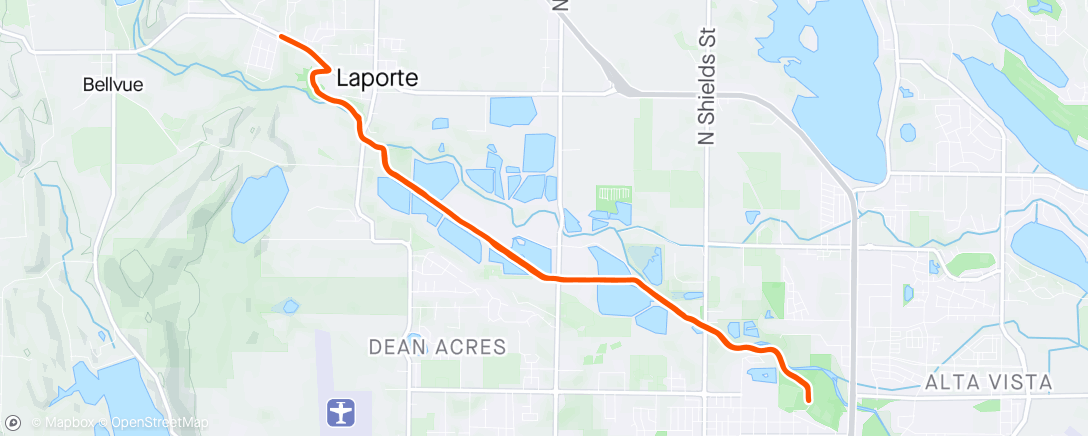 Map of the activity, Easy 10 along the Poudre