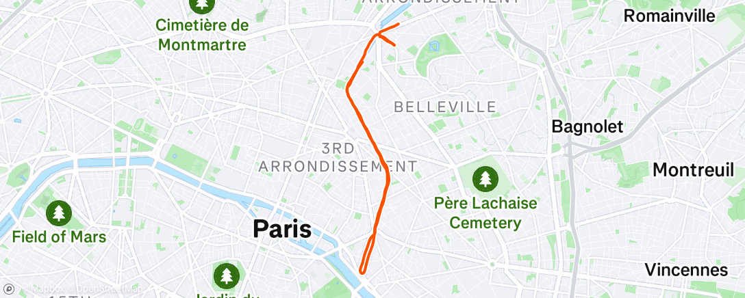 Map of the activity, Carrera de mañana