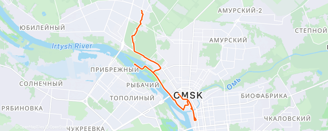 Map of the activity, Afternoon Run
