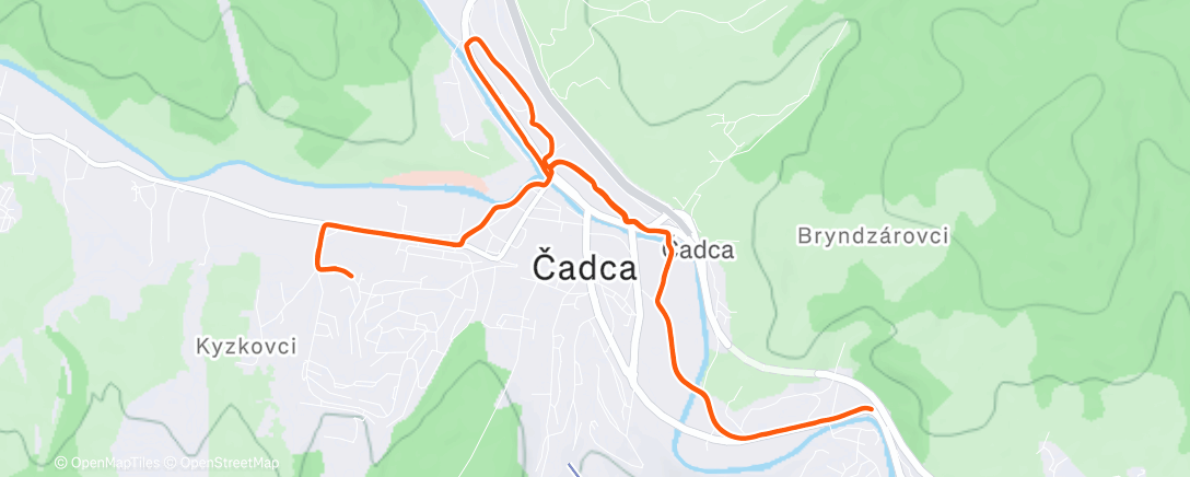 Map of the activity, Afternoon Run