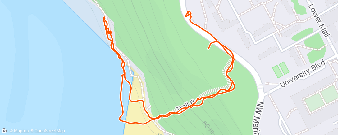 Map of the activity, Evening Walk at UBC