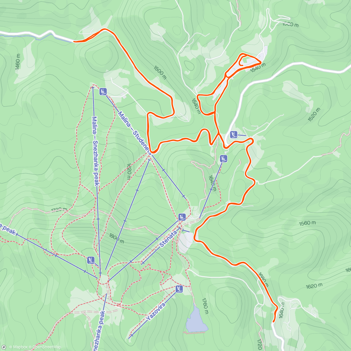 Map of the activity, Пампорово run