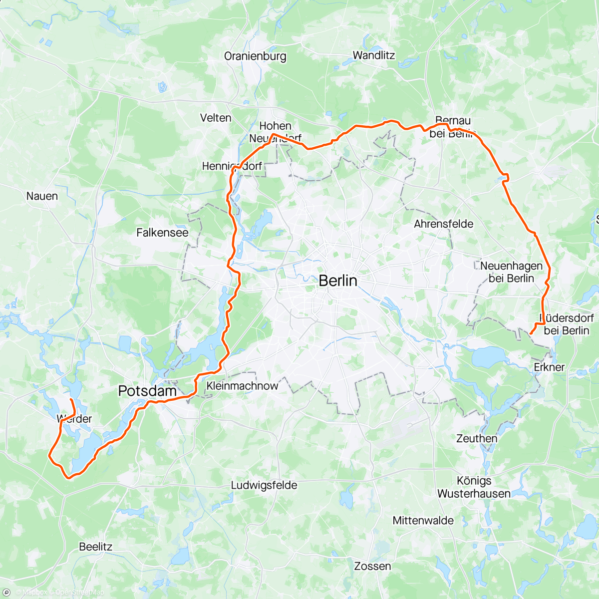 Map of the activity, One way von Schöneiche nach Werder Havel